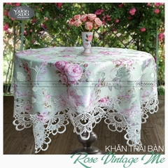 Khăn trải bàn vuông bàn tròn VƯỜN XƯA Hoa Hồng Vintage đẹp thanh lịch KBRVM