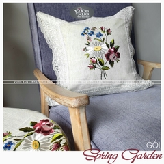 Vỏ gối tựa sofa VƯỜN XƯA thêu hoa mùa xuân Hoa Hồng Hoa Cúc KBSG