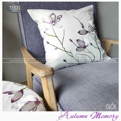 Vỏ gối tựa lưng sofa VƯỜN XƯA thêu Cành Hoa Lan tím đẹp sang trọng thanh nhã KBAM