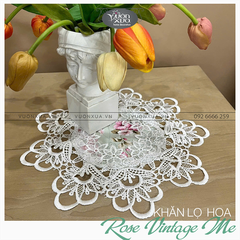 Khăn trải bàn tròn VƯỜN XƯA Hoa Hồng Vintage đẹp thanh lịch KBRVM