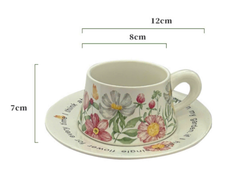 Set 6 tách đĩa uống cafe uống trà ,xương sứ Châu Âu, hoa lá mùa Xuân đẹp thanh lịch