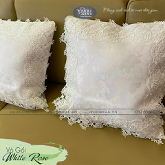 Khăn trải bàn phòng khách màu trắng, vân Hoa Hướng Dương thanh lịch