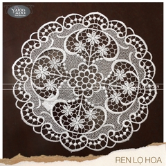 Khăn lọ hoa ren chỉ màu trắng VƯỜN XƯA đường kính 30cm KRLH-H