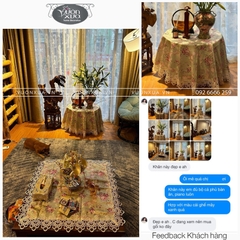 Khăn trải bàn bầu dục VƯỜN XƯA Hoa Hồng Vintage đẹp thanh lịch KBRVM