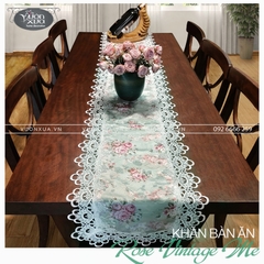 Khăn trải bàn VƯỜN XƯA Hoa Hồng Vintage đẹp thanh lịch Table runner KBRVM