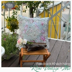 Vỏ gối tựa lưng sofa VƯỜN XƯA Hoa Hồng Vintage đẹp thanh lịch KBRVM