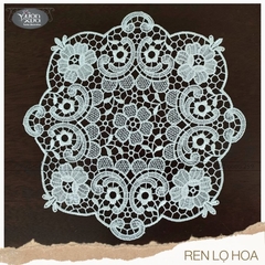 Khăn lót lọ hoa ren chỉ màu trắng cánh hoa phong cách Châu Âu 30cm, KRLH-B