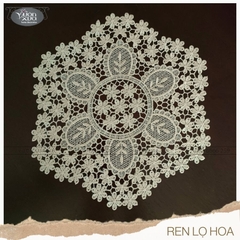 Khăn lót lọ hoa ren chỉ lục giác màu be VƯỜN XƯA đường kính 30cm, KRLH-A