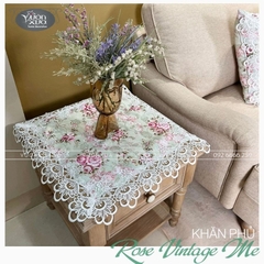 Khăn trải bàn vuông bàn tròn VƯỜN XƯA Hoa Hồng Vintage đẹp thanh lịch KBRVM