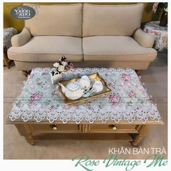 Khăn trải bàn chữ nhật VƯỜN XƯA Hoa Hồng Vintage đẹp thanh lịch KBRVM
