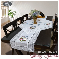 Khăn trải bàn thêu hoa mùa Xuân đẹp theo phong cách Vườn Xưa, KBSG-RV2
