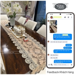 Khăn trải bàn VƯỜN XƯA vải ren mềm màu be nâu cafe Table Runner KBCI