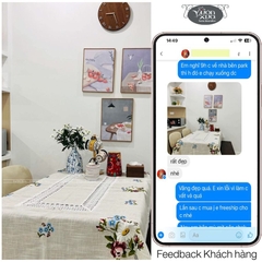 Khăn trải bàn VƯỜN XƯA thêu hoa mùa xuân Hoa Hồng Hoa Cúc KBSG