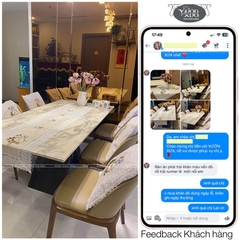 Khăn trải bàn kệ, tủ, khăn thêu hình hoa hồng hoa cúc VƯỜN XƯA