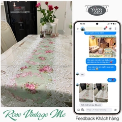 Khăn trải bàn VƯỜN XƯA Hoa Hồng Vintage đẹp thanh lịch Table runner KBRVM