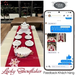 Khăn trải bàn VƯỜN XƯA thêu Hoa Tuyết trang trí Tết Giáng Sinh KBLS