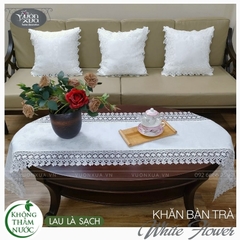 Khăn trải bàn màu trắng không thấm nước VƯỜN XƯA chống thấm KBWF