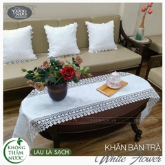 Khăn trải bàn màu trắng không thấm nước VƯỜN XƯA chống thấm KBWF