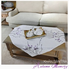 Khăn trải bàn tròn, khăn phủ bàn thêu cành hoa Lan tím VƯỜN XƯA