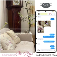 Khăn trải bàn, khăn thêu cành hồng đẹp mảnh mai duy mỹ
