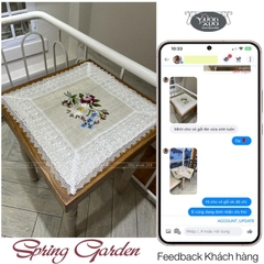 Khăn trải bàn vuông, bàn góc Sofa, khăn thêu hình hoa hồng hoa cúc VƯỜN XƯA