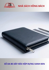 Sổ da B5 dây kéo hộp đựng xanh đen