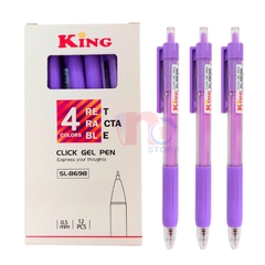 Bút gel bấm xoá được King - tím