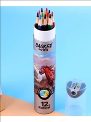 Bút chì màu ống Baoke 12m kèm gọt PO1012