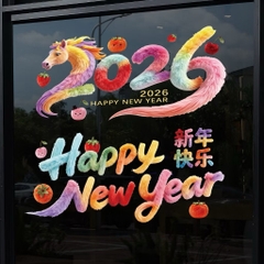 Decal tết hình ngựa 2026 (78x40cm)