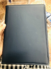 Sổ da B5 dây kéo hộp đựng xanh đen