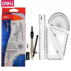 Bộ thước kèm compa hộp thiếc DELI G30505