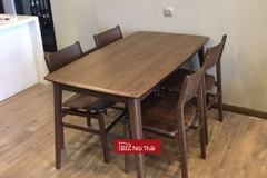 Bộ bàn ăn 4 ghế gỗ óc chó xuất Nhật Biznoithat Ba-OC01a