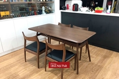 Bàn ăn gỗ óc chó xuất Nhật Biznoithat Ba-OC8515W (không gồm ghế)