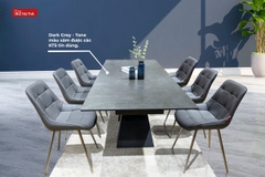 Bàn ăn thông minh kéo dài 06 đến 12 ghế mặt đá Ceramic Biz-9077