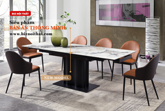 Ghế ăn bằng da nhập khẩu DC19381B pha màu Cam Camel và Đen Black