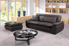 Bộ Sofa góc L chất liệu da bò Ý nhập khẩu Divano L902 màu nâu Dark Brown