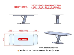 Bàn ăn thông minh kéo dài từ 1,6m đến 2,2m mặt đá Ceramic-1125T thương hiệu Biz Nội Thất