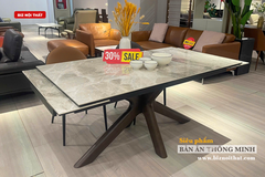 Bàn ăn thông minh kéo dài từ 1,6m đến 2,2m mặt đá Ceramic-9038 thương hiệu Biz Nội Thất