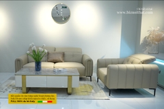 Bộ Sofa văng da bò nhập khẩu Full 100% da bò Divano S3208 dài 2,05m màu kem