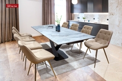 Bàn ăn thông minh kéo dài 06 đến 12 ghế mặt đá Ceramic Biz-9054