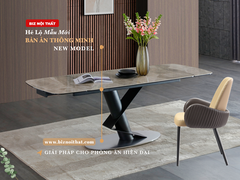 Bàn ăn thông minh kéo dài từ 1,8m đến 2,4m mặt đá Ceramic-1125 thương hiệu Biz Nội Thất