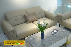 Bộ Sofa văng da bò nhập khẩu Full 100% da bò Divano S3208 dài 2,05m màu kem