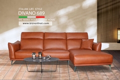 Bộ Ghế Sofa Góc chất liệu da bò Ý nhập khẩu Divano L689 màu Camel