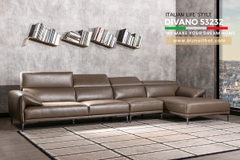 Bộ Sofa Góc L da bò nhập khẩu Full 100% da bò Divano S53232 dài 2,8m màu nâu Dark Brown
