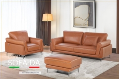 Bộ Sofa Văng chất liệu da bò Ý nhập khẩu Divano S688 dài 2,16m màu Nâu Dark Brown