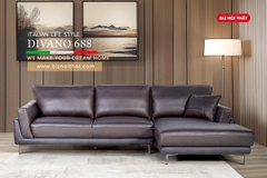 Bộ Sofa Văng chất liệu da bò Ý nhập khẩu Divano S688 dài 2,16m màu Nâu Dark Brown