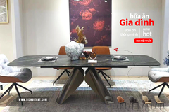 Bàn ăn thông minh kéo dài từ 1,8m đến 2,4m mặt đá Ceramic-1826T thương hiệu Biz Nội Thất
