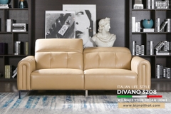 Bộ Sofa văng da bò nhập khẩu Full 100% da bò Divano S3208 dài 2,05m màu kem