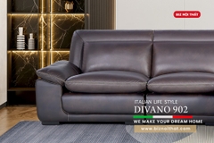 Bộ Sofa góc L chất liệu da bò Ý nhập khẩu Divano L902 màu nâu Dark Brown