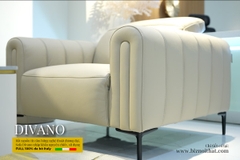 Bộ Sofa văng da bò nhập khẩu Full 100% da bò Divano S3208 dài 2,05m màu kem